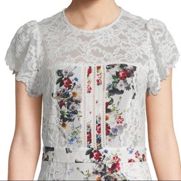 Marissa Webb | Gorgeous! Imani back cutout floral silk print & lace dress MED - Picture 12 of 14